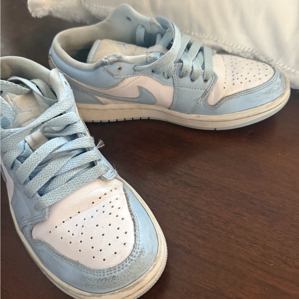 Kids Nike Dunk Low Light Blue and White Sneakers
